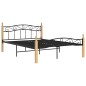 vidaXL Estructura de cama madera maciza roble metal negro 160x200 cm