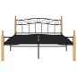 vidaXL Estructura de cama madera maciza roble metal negro 160x200 cm