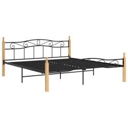 vidaXL Estructura de cama metal y madera maciza de roble 200x200 cm