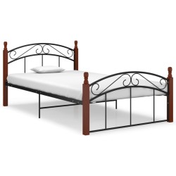 vidaXL Estructura de cama metal y madera maciza de roble 120x200 cm 