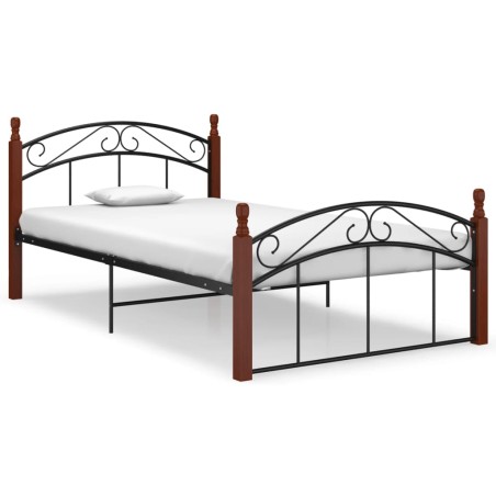vidaXL Estructura de cama metal y madera maciza de roble 120x200 cm 