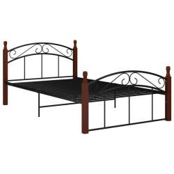 vidaXL Estructura de cama metal y madera maciza de roble 120x200 cm 