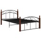 vidaXL Estructura de cama metal y madera maciza de roble 120x200 cm vidaXL Estructura de cama metal y madera maciza de roble 120x200 cm