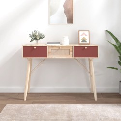 vidaXL Mesa consola con cajones madera contrachapada 105x30x75 cm