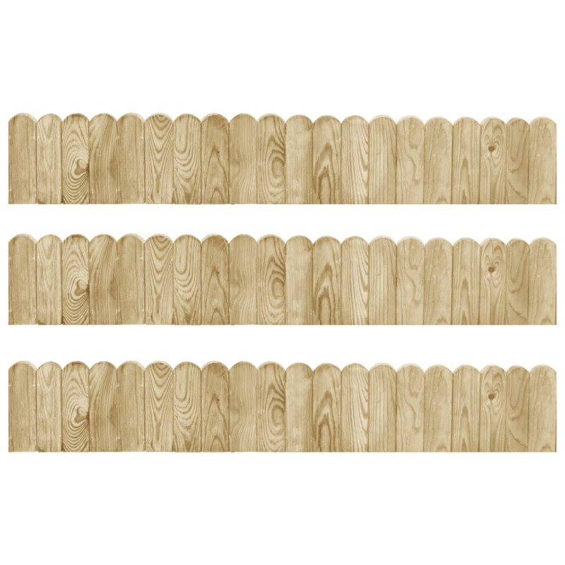 vidaXL Rollos de borde de jardín 3 uds madera pino impregnada 120 cm