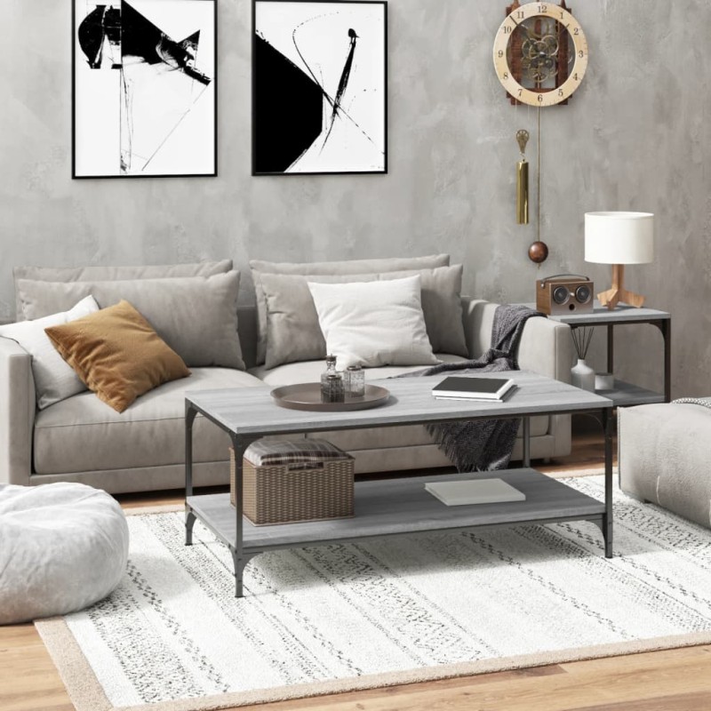 vidaXL Mesa de centro madera contrachapada gris Sonoma 100x50x40 cm vidaXL Mesa de centro madera contrachapada gris Sonoma 100x50x40 cm