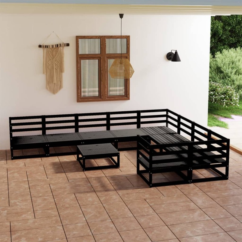 vidaXL Juego de muebles de jardín 10 piezas madera maciza de pino vidaXL Juego de muebles de jardín 10 piezas madera maciza de pino