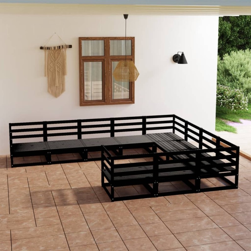 vidaXL Juego de muebles de jardín 10 piezas madera maciza de pino vidaXL Juego de muebles de jardín 10 piezas madera maciza de pino