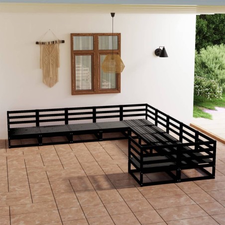vidaXL Juego de muebles de jardín 10 piezas madera maciza de pino