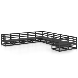 vidaXL Juego de muebles de jardín 10 piezas madera maciza de pino