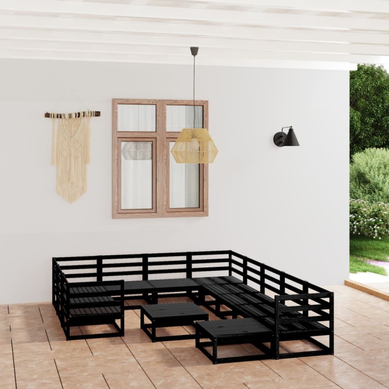 vidaXL Juego de muebles de jardín 12 piezas madera maciza de pino