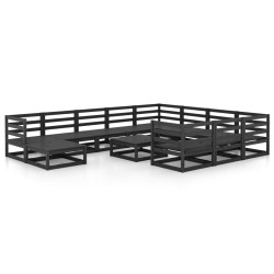 vidaXL Juego de muebles de jardín 12 piezas madera maciza de pino