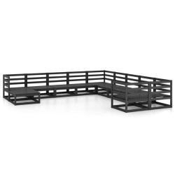 vidaXL Juego de muebles de jardín 11 piezas madera maciza de pino