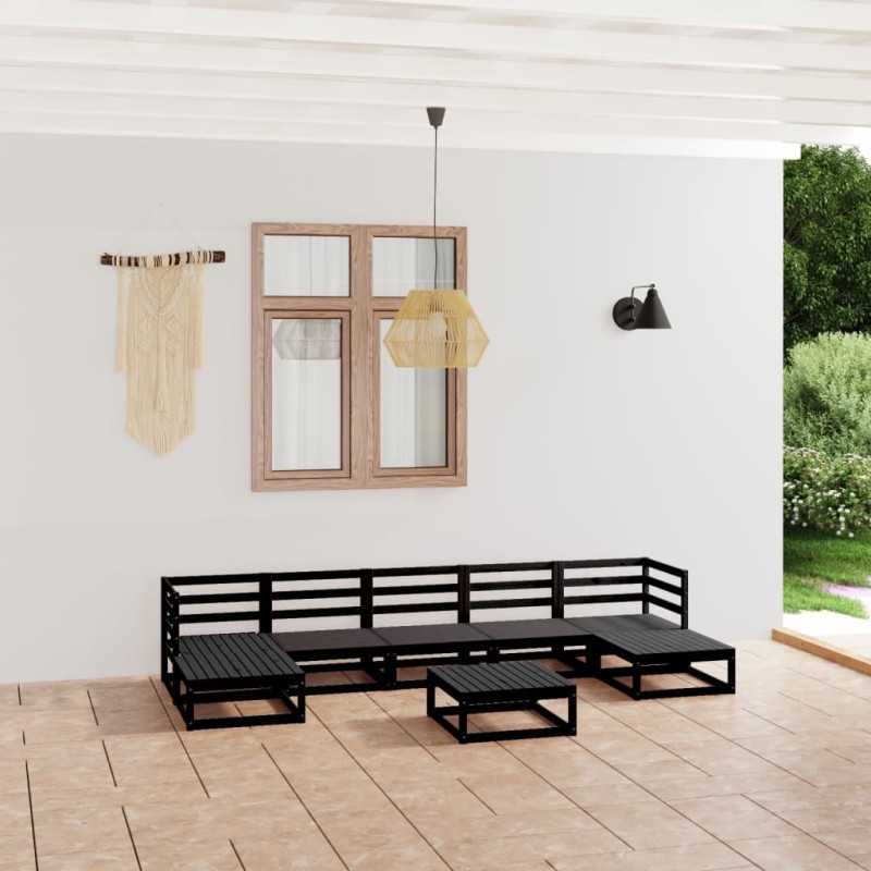 vidaXL Juego de muebles de jardín 8 piezas madera maciza de pino vidaXL Juego de muebles de jardín 8 piezas madera maciza de pino