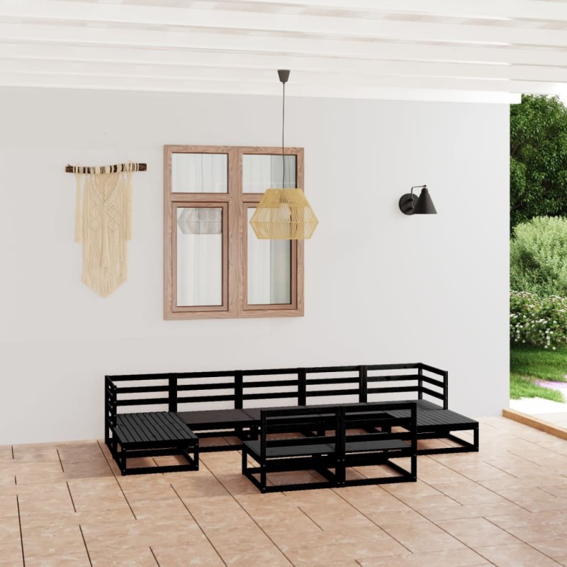 vidaXL Juego de muebles de jardín 9 piezas madera maciza de pino vidaXL Juego de muebles de jardín 9 piezas madera maciza de pino