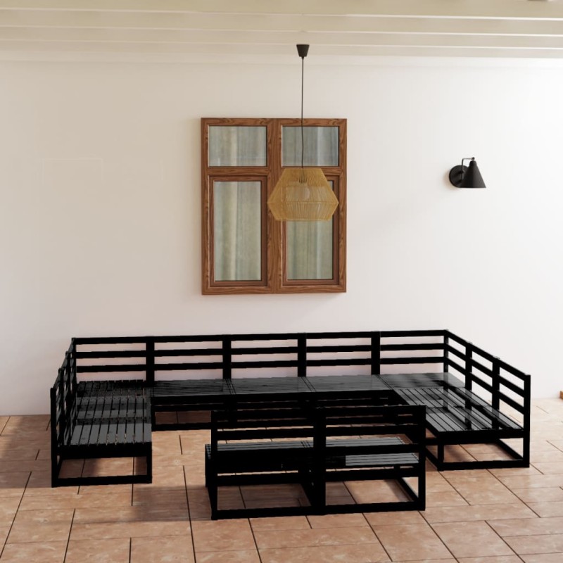 vidaXL Juego de muebles de jardín 11 piezas madera maciza de pino vidaXL Juego de muebles de jardín 11 piezas madera maciza de pino