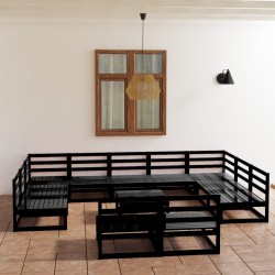 vidaXL Juego de muebles de jardín 12 piezas madera maciza de pino