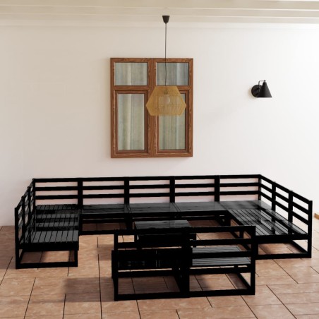 vidaXL Juego de muebles de jardín 12 piezas madera maciza de pino