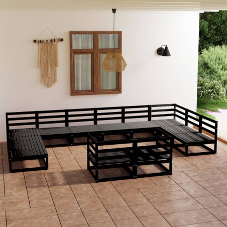 vidaXL Juego de muebles de jardín 12 piezas madera maciza de pino