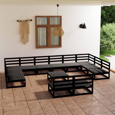 vidaXL Juego de muebles de jardín 13 piezas madera maciza de pino