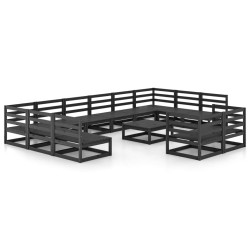 vidaXL Juego de muebles de jardín 13 piezas madera maciza de pino
