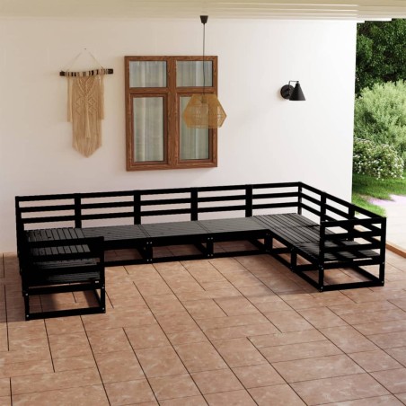 vidaXL Juego de muebles de jardín 9 piezas madera maciza de pino
