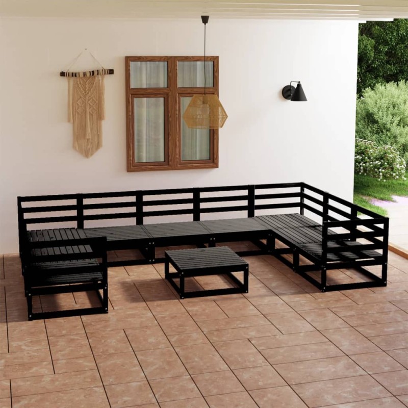 vidaXL Juego de muebles de jardín 10 piezas madera maciza de pino vidaXL Juego de muebles de jardín 10 piezas madera maciza de pino