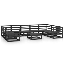 vidaXL Juego de muebles de jardín 10 piezas madera maciza de pino