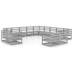 vidaXL Juego de muebles de jardín 13 piezas madera maciza de pino