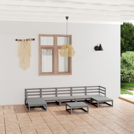 vidaXL Juego de muebles de jardín 8 piezas madera maciza de pino