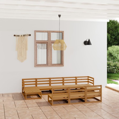 vidaXL Juego de muebles de jardín 10 piezas madera maciza de pino