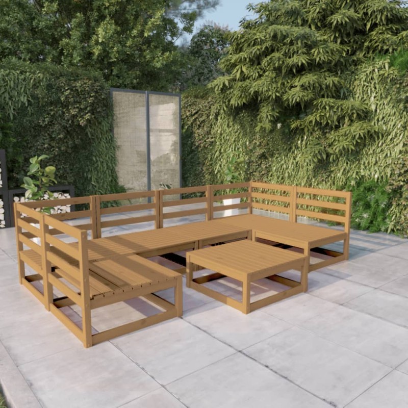 vidaXL Juego de muebles de jardín 7 piezas madera maciza de pino vidaXL Juego de muebles de jardín 7 piezas madera maciza de pino
