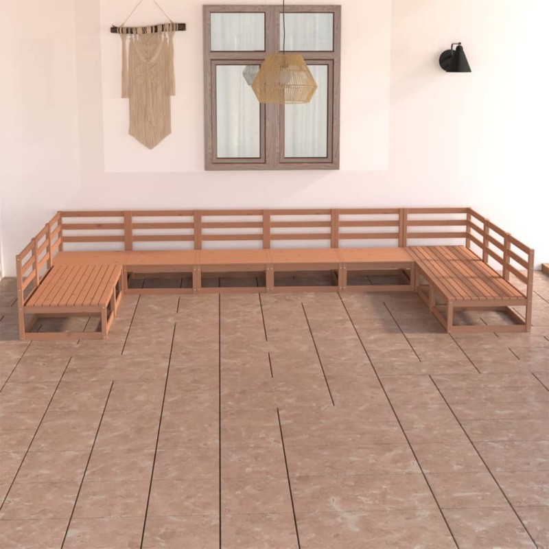 vidaXL Juego de muebles de jardín 10 piezas madera maciza de pino vidaXL Juego de muebles de jardín 10 piezas madera maciza de pino