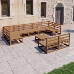 vidaXL Juego de muebles de jardín 10 piezas madera maciza de pino