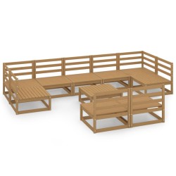 vidaXL Juego de muebles de jardín 10 piezas madera maciza de pino