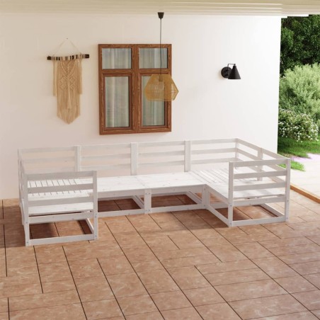 vidaXL Juego de muebles de jardín 6 piezas madera maciza de pino