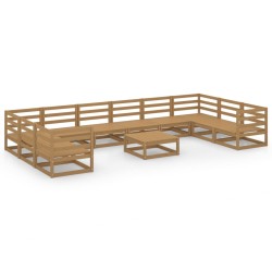 vidaXL Juego de muebles de jardín 11 piezas madera maciza de pino
