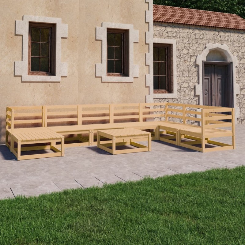 vidaXL Juego de muebles de jardín 9 piezas madera maciza de pino