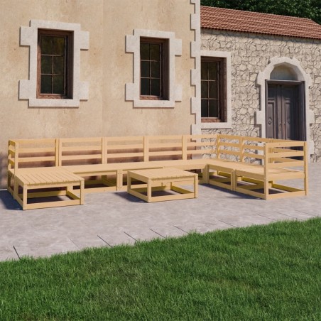 vidaXL Juego de muebles de jardín 9 piezas madera maciza de pino