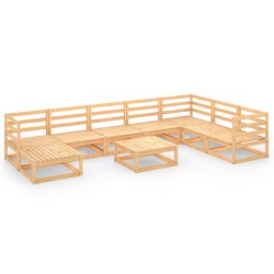 vidaXL Juego de muebles de jardín 9 piezas madera maciza de pino