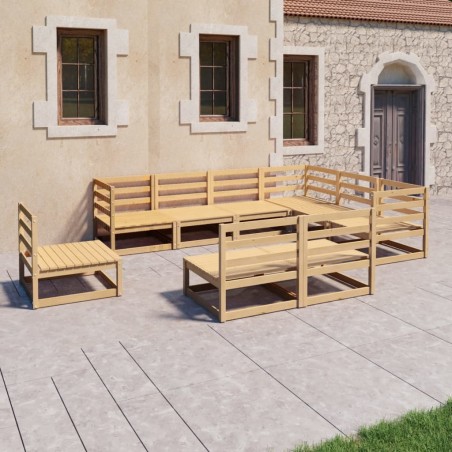 vidaXL Juego de muebles de jardín 9 piezas madera maciza de pino