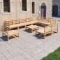 vidaXL Juego de muebles de jardín 11 piezas madera maciza de pino