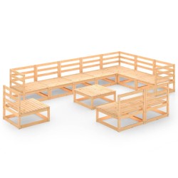 vidaXL Juego de muebles de jardín 11 piezas madera maciza de pino