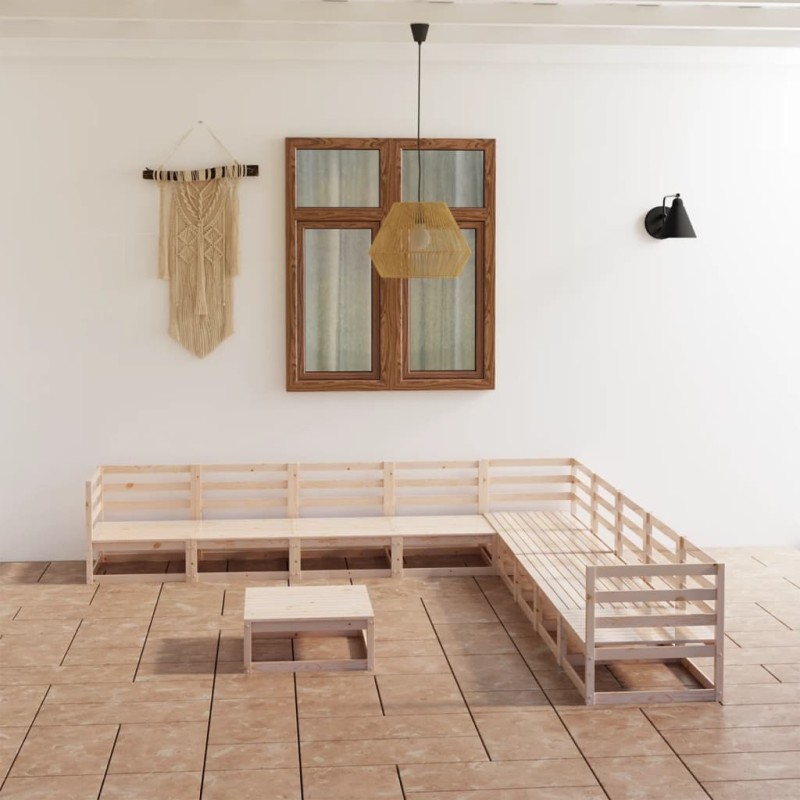 vidaXL Juego de muebles de jardín 10 piezas madera maciza de pino vidaXL Juego de muebles de jardín 10 piezas madera maciza de pino