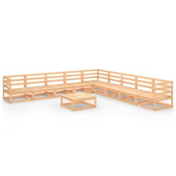 vidaXL Juego de muebles de jardín 10 piezas madera maciza de pino