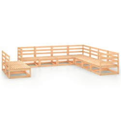 vidaXL Juego de muebles de jardín 9 pzas y cojines madera pino maciza