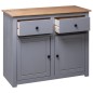 vidaXL Aparador de madera maciza pino estilo Panamá gris 93x40x80 cm vidaXL Aparador de madera maciza pino estilo Panamá gris 93x40x80 cm