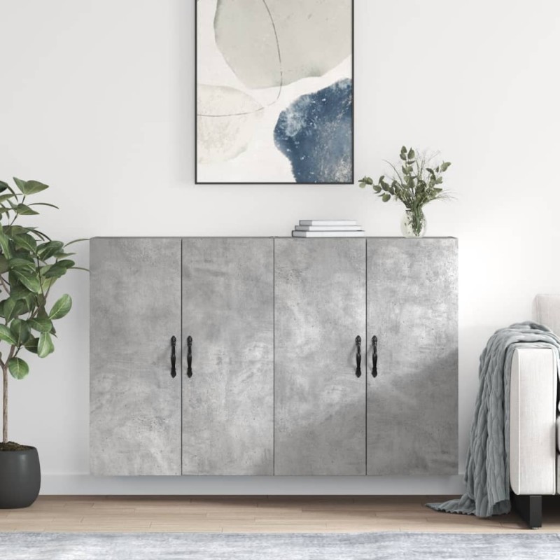 vidaXL Armarios de pared 2 uds madera de ingeniería gris hormigón vidaXL Armarios de pared 2 uds madera de ingeniería gris hormigón