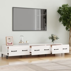 vidaXL Mueble de TV madera contrachapada blanco brillo 150x34,5x30 cm
