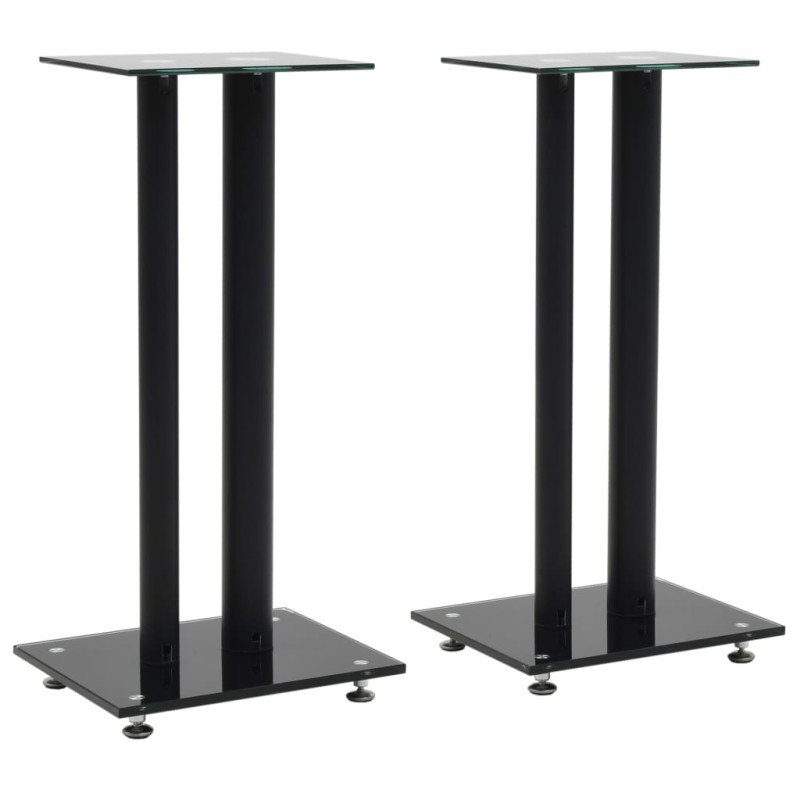 vidaXL Soportes altavoz vidrio templado diseño 2 pilares negro 2 uds vidaXL Soportes altavoz vidrio templado diseño 2 pilares negro 2 uds